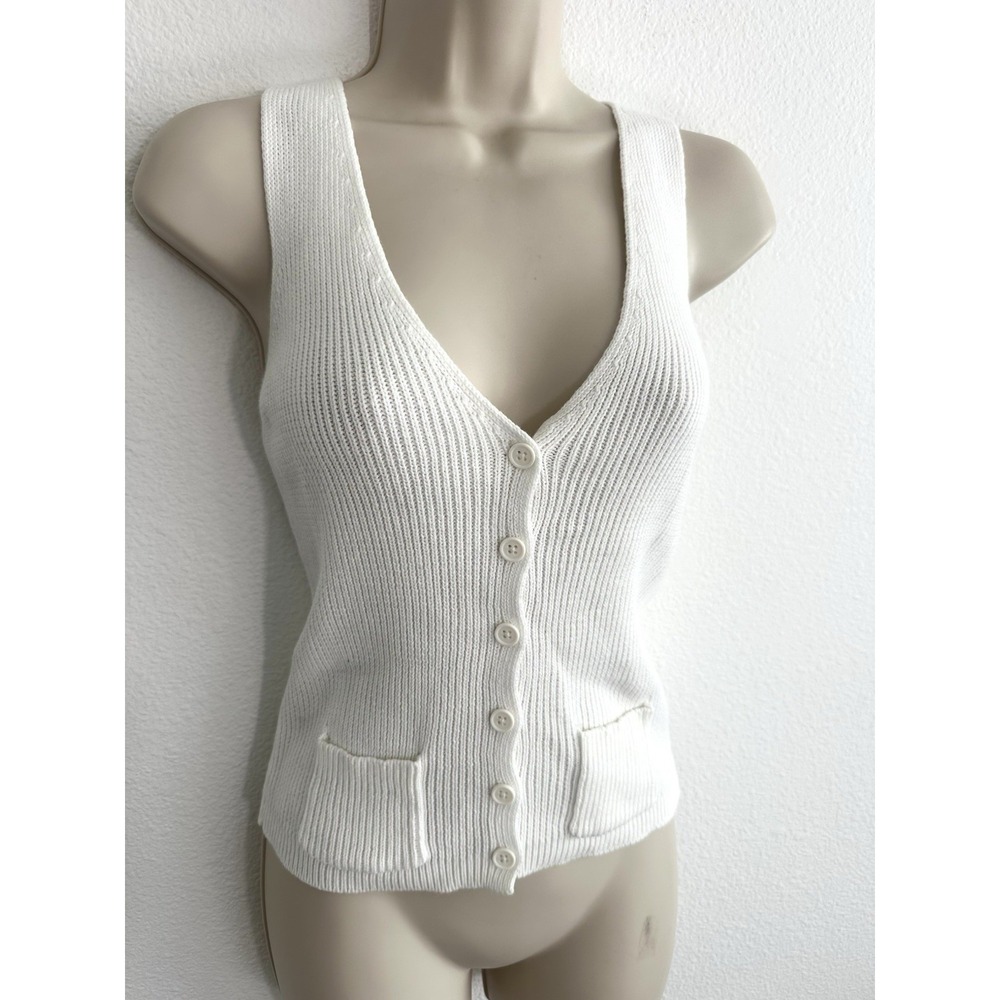 Brandy Melville Top Elizabeth Knit Sweater Vest Ivory Womens‎ Small Button Front - Picture 6 of 8